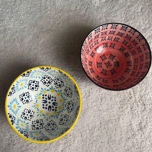 Decorative Ceramic Bowls - Pink and Yellow Floral Design